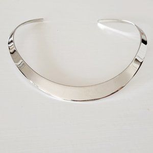 Vintage Silver Metal Wide Bar Choker Necklace